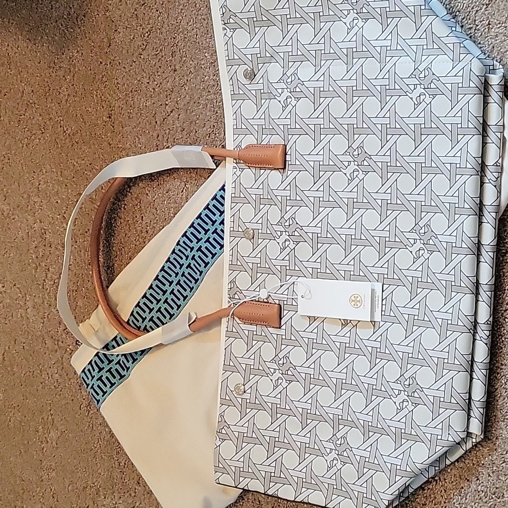 Tory Burch Canvas Basketweave Tote